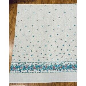 Vintage 70s Single Border Floral Faux Eyelet Fabric Cotton Blend 1yd 29" x 45"